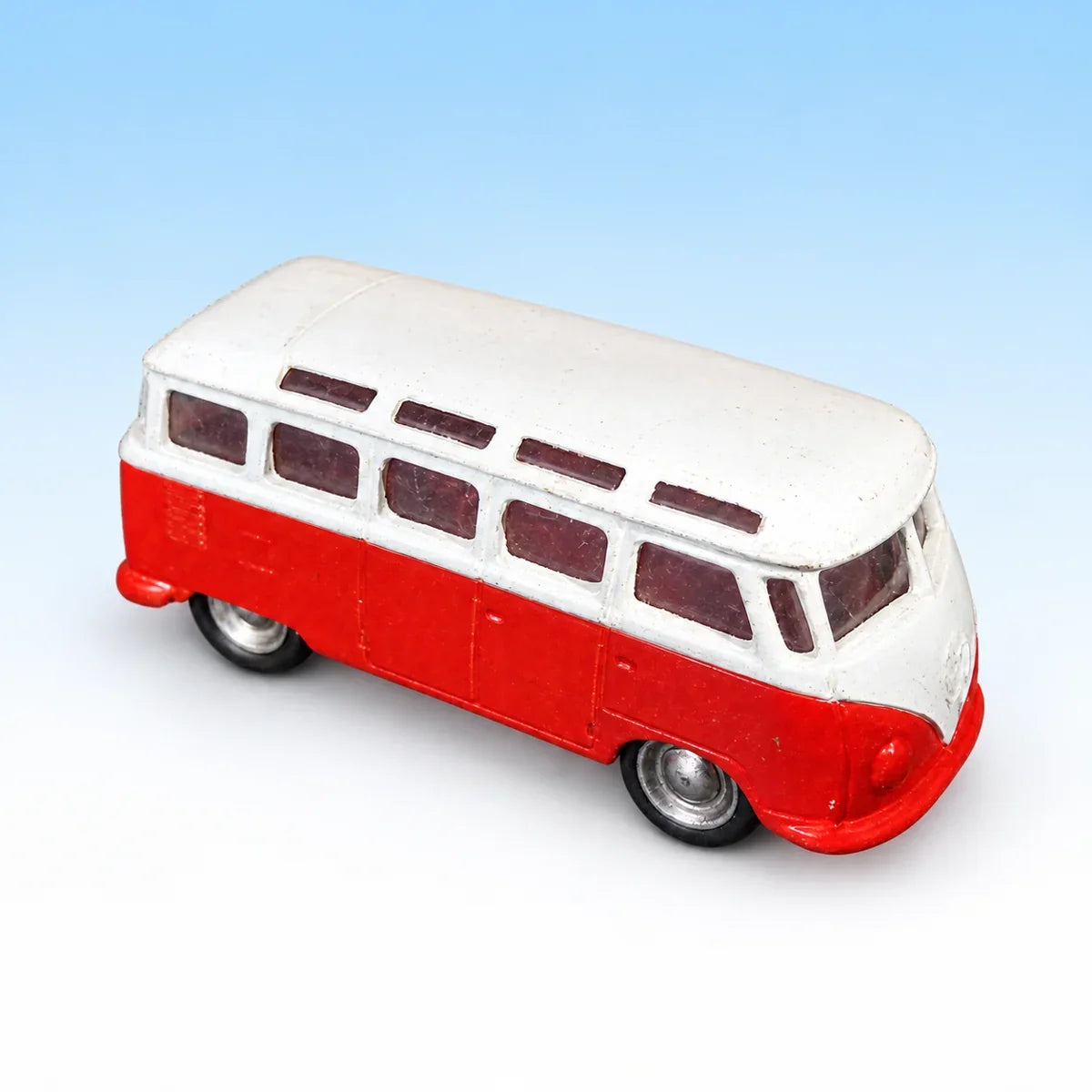 Vintage LEGO® HO 1:87 Volkswagen minibus met witte bovenkant en rode carrosserie