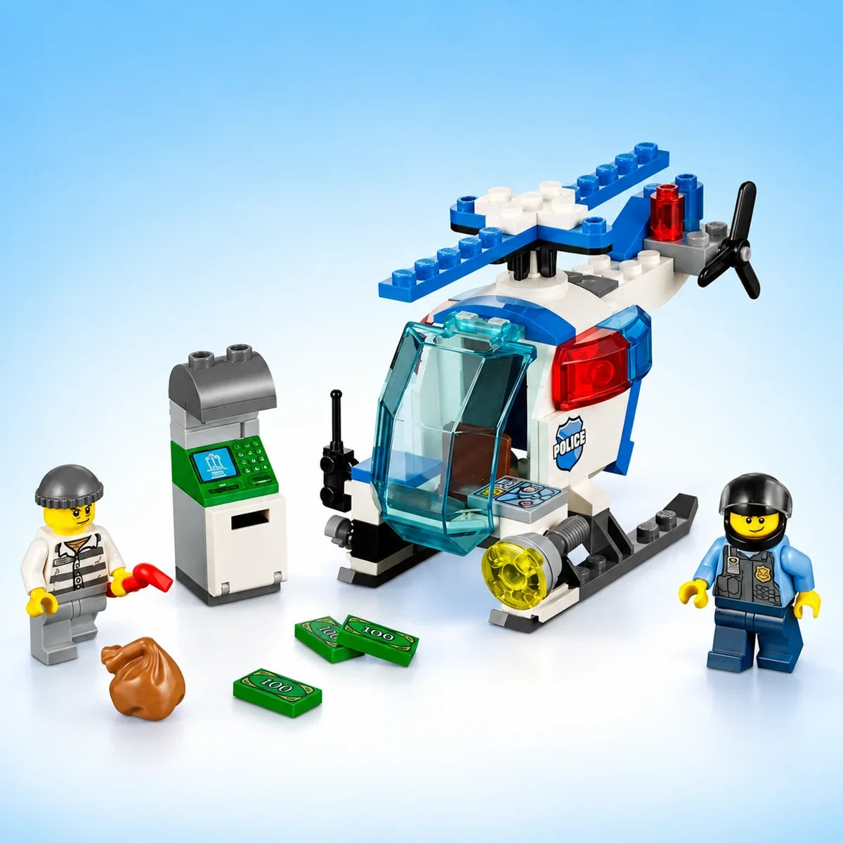 LEGO® Juniors Police Helicopter Chase 10720 met blauwe politiehelikopter, geldautomaat en twee figuren