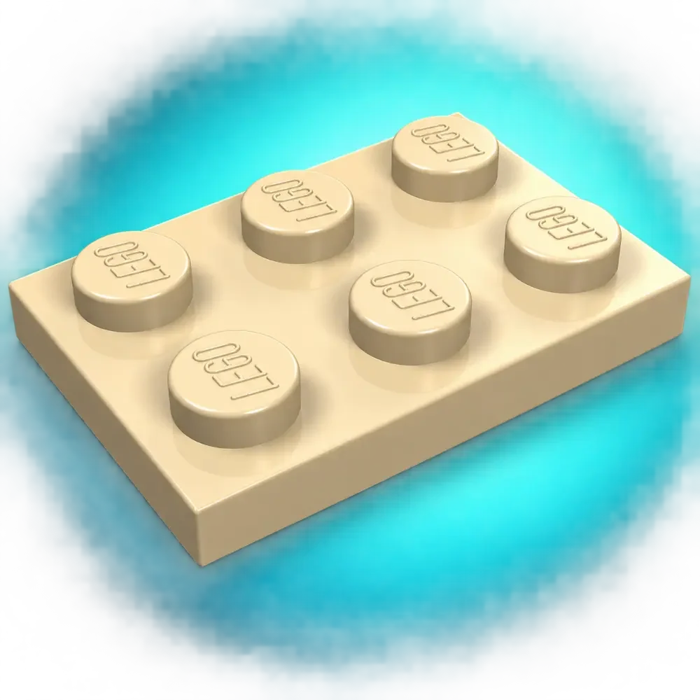 Beige LEGO® plate 3021 van 2x3 met zes noppen