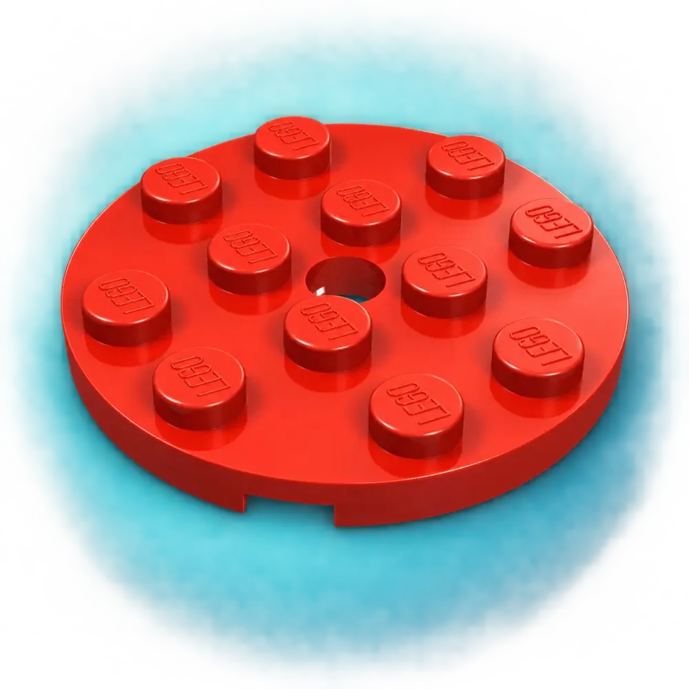 Rode LEGO® ronde plate 60474 van 4x4 met middengat
