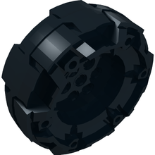 Part 11094 - Wheel Hard Plastic, Treaded with 7 Pin Holes and 6 Bar Holes - De BrickPlaats