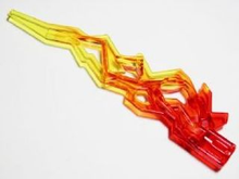 Part 11302pb01 - Hero Factory Weapon Accessory, Flame / Lightning Bolt with Axle Hole with Marbled Trans-Yellow Pattern - De BrickPlaats
