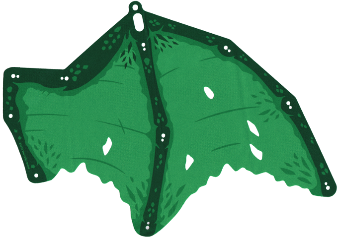 Part 113308 - Cloth Wing Dragon Left, Tattered with Dark Green Bones, Green Scales and Trim Pattern - De BrickPlaats