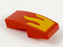 Part 11477pb069 - Slope, Curved 2 x 1 x 2/3 with Bright Light Orange Flame Pattern - De BrickPlaats