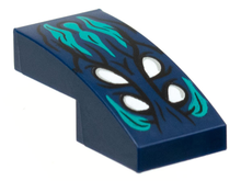 Part 11477pb124 - Slope, Curved 2 x 1 x 2/3 with 4 White Eyes, Dark Turquoise Hair Pattern - De BrickPlaats