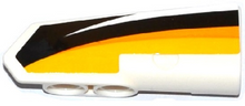 Part 11946pb018 - Technic, Panel Fairing #21 Very Small Smooth, Side B with Yellow, Orange and White Stripes on Black Background Pattern (Sticker) - Set 42044 - De BrickPlaats