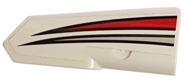 Part 11946pb044 - Technic, Panel Fairing #21 Very Small Smooth, Side B with Red and Silver Tapered Stripes Pattern (Sticker) - Set 42057 - De BrickPlaats