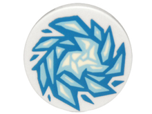 Part 14769pb020 - Tile, Round 2 x 2 with Bottom Stud Holder with Blue and Bright Light Blue Fractured Ice Pattern - De BrickPlaats