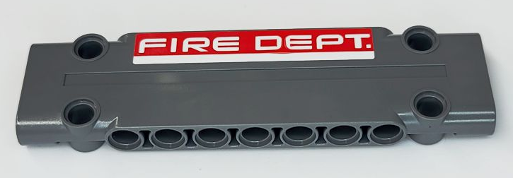 Part 15458pb036 - Technic, Panel Plate 3 x 11 x 1 with White 'FIRE DEPT.' and Stripe on Red Background Pattern (Sticker) - Set 42075 - De BrickPlaats