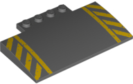 Part 15625pb002 - Slope, Curved 5 x 8 x 2/3 with 4 Studs with Yellow Danger Stripes Pattern - De BrickPlaats