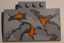 Part 15625pb011 - Slope, Curved 5 x 8 x 2/3 with 4 Studs with Cracks and Lava Pattern (10722) - De BrickPlaats