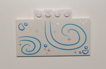 Part 15625pb016 - Slope, Curved 5 x 8 x 2/3 with 4 Studs with Snow Patches, Silver Crystals and Medium Azure Swirls Pattern - De BrickPlaats