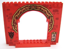 Part 15626pb05 - Panel 4 x 16 x 10 with Ninjago Asian Arch and Dragon Head Door Knocker Pattern - De BrickPlaats