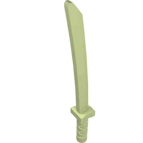 Part 21459 - Minifigure, Weapon Sword, Shamshir/Katana (Square Guard) with Capped Pommel and Holes in Crossguard and Blade - De BrickPlaats