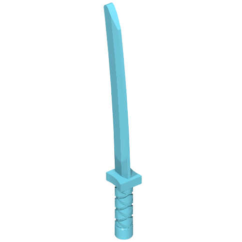 Part 21459 - Minifigure, Weapon Sword, Shamshir/Katana (Square Guard) with Capped Pommel and Holes in Crossguard and Blade - De BrickPlaats