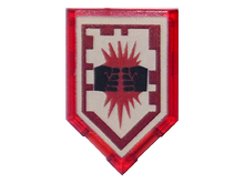 Part 22385pb019 - Tile, Modified 2 x 3 Pentagonal with Nexo Power Shield Pattern - Charging Attack - De BrickPlaats
