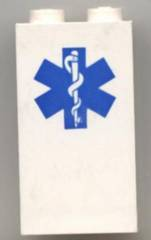 Part 2362apb02 - Panel 1 x 2 x 3 - Solid Studs with EMT Star of Life Pattern - De BrickPlaats
