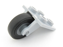 Part 2415c04 - Plate, Modified 2 x 2 Thin with Plane Single Wheel Holder with Dark Bluish Gray Wheel with Black Tire 14mm D. x 4mm Smooth Small Single with Number Embossed on Side (2415 / 3464c03) - De BrickPlaats
