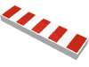 Part 2431p79 - Tile 1 x 4 with 5 Red Stripes Pattern - De BrickPlaats