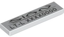 Part 2431pb0636 - Tile 1 x 4 with 'SIAN LT-L' and Variable Code Pattern - De BrickPlaats