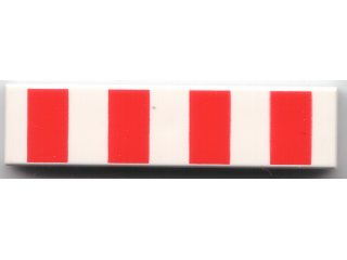 Part 2431px16 - Tile 1 x 4 with 4 Red Stripes Pattern - De BrickPlaats
