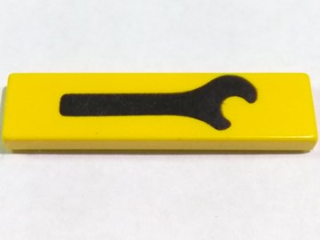 Part 2431px7 - Tile 1 x 4 with Black Spanner Wrench Pattern - De BrickPlaats