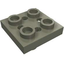 Part 2476b - Plate, Modified 2 x 2 with Pin on Bottom, Small Holes in Plate and Locking Fingers on Underside - De BrickPlaats