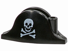 Part 2528pb01 - Minifigure, Headgear Hat, Pirate Bicorne with White Skull and Crossbones Small Pattern - De BrickPlaats