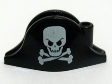 Part 2528pb03 - Minifigure, Headgear Hat, Pirate Bicorne with White Skull and Crossbones Large Pattern - De BrickPlaats