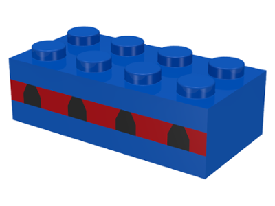 Part 3001oldpb01 - Brick 2 x 4 with Plane Windows 4 in Thin Red Stripe Pattern - De BrickPlaats
