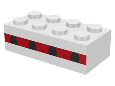 Part 3001oldpb01 - Brick 2 x 4 with Plane Windows 4 in Thin Red Stripe Pattern - De BrickPlaats