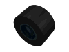Part 30027bc01 - Wheel 8mm D. x 9mm for Slicks, Hole Notched for Wheels Holder Pin with Black Tire Smooth Small Wide Slick (30027b / 30028) - De BrickPlaats