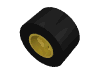 Part 30027bc01 - Wheel 8mm D. x 9mm for Slicks, Hole Notched for Wheels Holder Pin with Black Tire Smooth Small Wide Slick (30027b / 30028) - De BrickPlaats