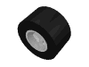 Part 30027bc01 - Wheel 8mm D. x 9mm for Slicks, Hole Notched for Wheels Holder Pin with Black Tire Smooth Small Wide Slick (30027b / 30028) - De BrickPlaats