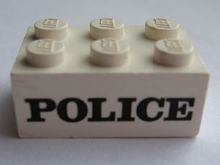 Part 3002pb01 - Brick 2 x 3 with Black 'POLICE' Serif Pattern - De BrickPlaats