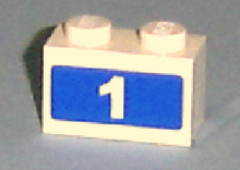 Part 3004pb078 - Brick 1 x 2 with White '1' on Blue Background Pattern (Sticker) - Set 7641 - De BrickPlaats