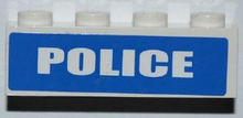 Part 3010pb152 - Brick 1 x 4 with White 'POLICE' Short Font on Blue Background Pattern (Sticker) - Sets 7285 / 7288 - De BrickPlaats