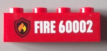 Part 3010pb162 - Brick 1 x 4 with Fire Logo and 'FIRE 60002' Pattern (Sticker) - Set 60002 - De BrickPlaats
