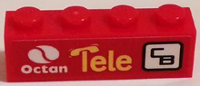 Part 3010pb184L - Brick 1 x 4 with Octan Logo, 'Tele', and 'CB' Pattern Model Left Side (Sticker) - Set 60084 - De BrickPlaats