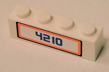 Part 3010pb199 - Brick 1 x 4 with Blue '4210' Pattern (Sticker) - Set 4210 - De BrickPlaats