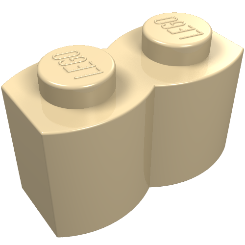 Part 30136 - Brick, Modified 1 x 2 with Log Profile - De BrickPlaats