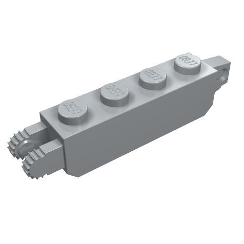 Part 30387 - Hinge Brick 1 x 4 Locking with 1 Finger Vertical End and 2 Fingers Vertical End, 9 Teeth - De BrickPlaats