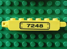 Part 30388pb001La - Hinge Brick 1 x 6 Locking, 9 Teeth with Black '7248' on Transparent Background Pattern Model Left Side (Sticker) - Set 7248 - De BrickPlaats