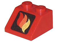 Part 3039pb004 - Slope 45 2 x 2 with Classic Fire Logo Pattern - De BrickPlaats