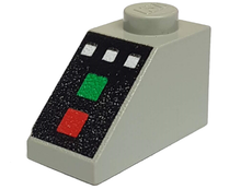Part 3040px1 - Slope 45 2 x 1 with 3 White Buttons, Red and Green Lamps Pattern - De BrickPlaats