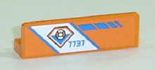 Part 30413pb012L - Panel 1 x 4 x 1 with Coast Guard Logo and Blue '7737' on Diagonal White Stripe Pattern Model Left Side (Sticker) - Set 7737 - De BrickPlaats