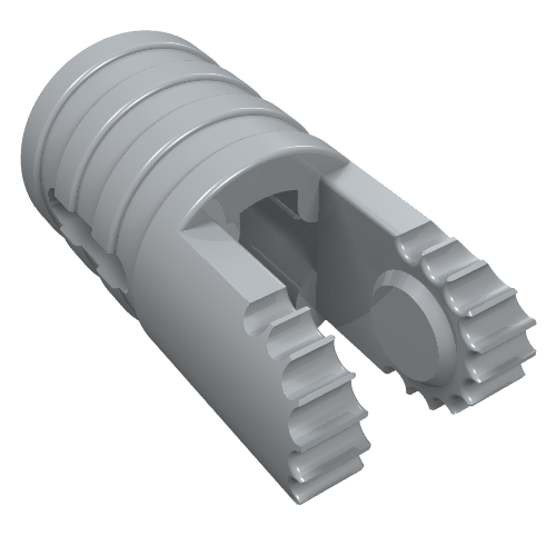 Part 30553 - Hinge Cylinder 1 x 2 Locking with 2 Fingers, 9 Teeth and Axle Hole on Ends with Slots - De BrickPlaats
