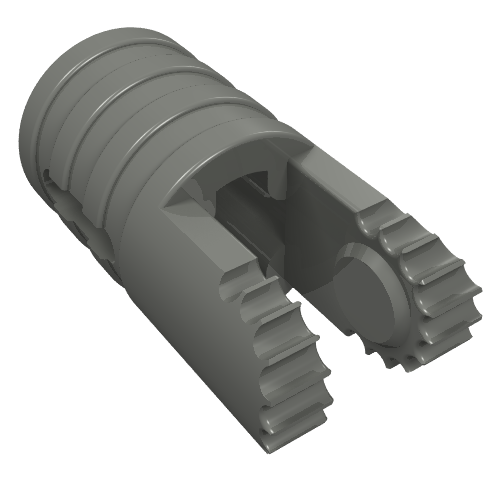 Part 30553 - Hinge Cylinder 1 x 2 Locking with 2 Fingers, 9 Teeth and Axle Hole on Ends with Slots - De BrickPlaats