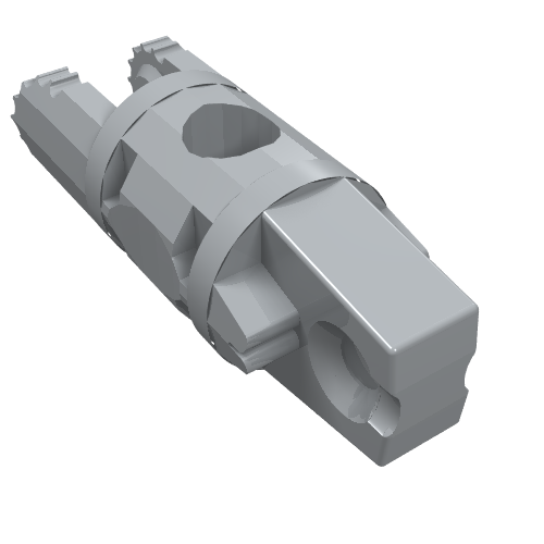 Part 30554b - Hinge Cylinder 1 x 3 Locking with 1 Finger and 2 Fingers on Ends, 9 Teeth, with Hole - De BrickPlaats