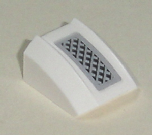 Part 30602pb033 - Slope, Curved 2 x 2 Lip with Black and Gray Vent Pattern (Sticker) - Set 7639 - De BrickPlaats